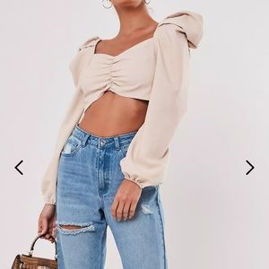 Missguided blush sweetheart neckline milkmaid crop